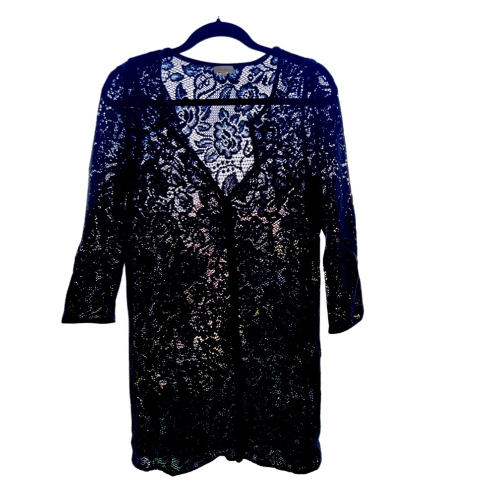 New Shoshanna black eyelit beach coverup